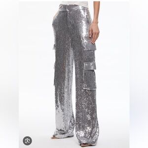Alice + Olivia Silver Sequin Pants